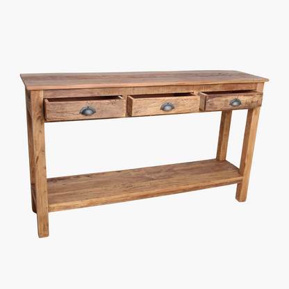 Farmwood Side Table With 3 Drawers Raw Materials