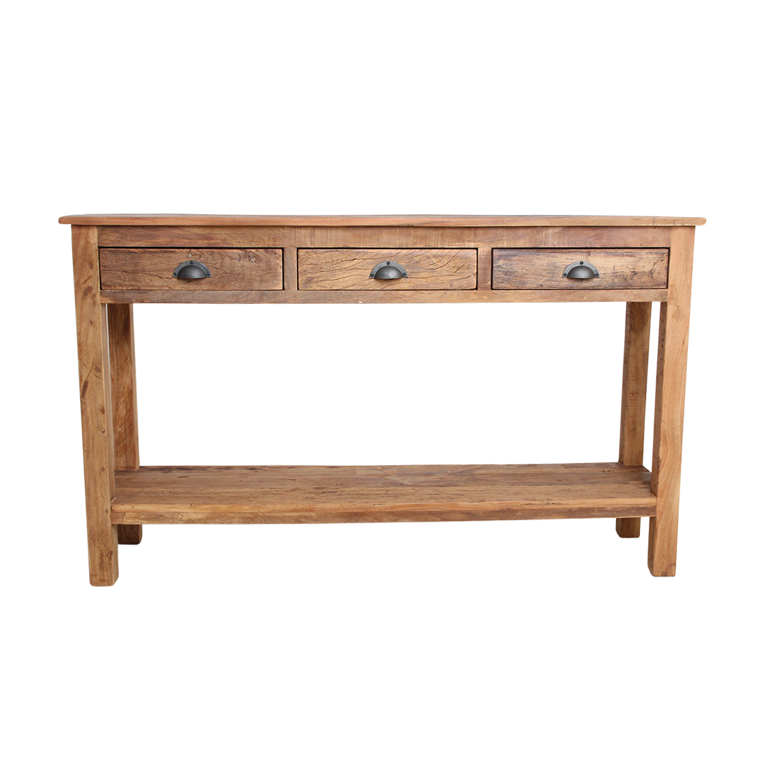 Farmwood Side Table With 3 Drawers Raw Materials