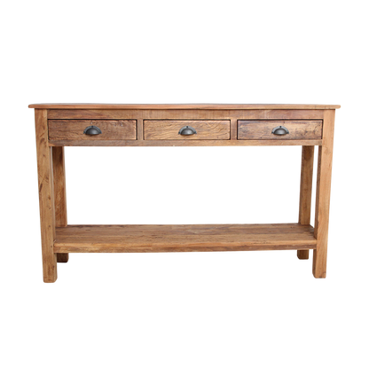 Farmwood Side Table With 3 Drawers Raw Materials