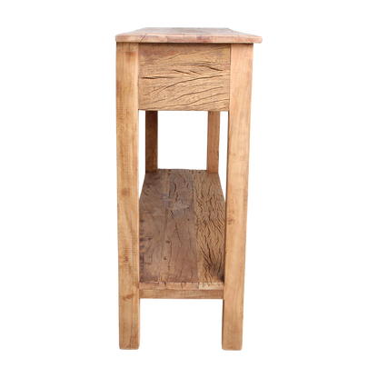 Farmwood Side Table With 3 Drawers Raw Materials