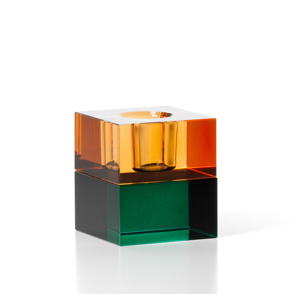 The Gem Blocks Candlestick Green Amber Bazar Bizar