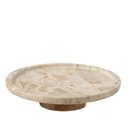 Rotating Round Marble Tray Beige/Natural J-Line