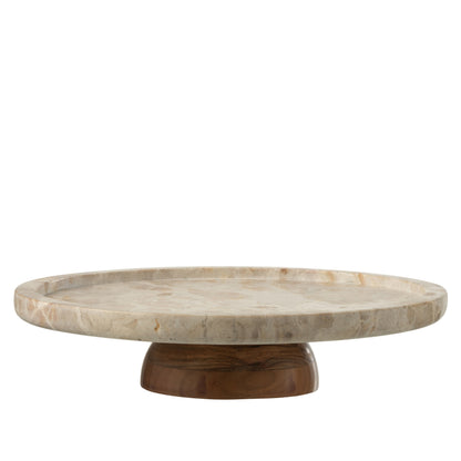 Rotating Round Marble Tray Beige/Natural J-Line