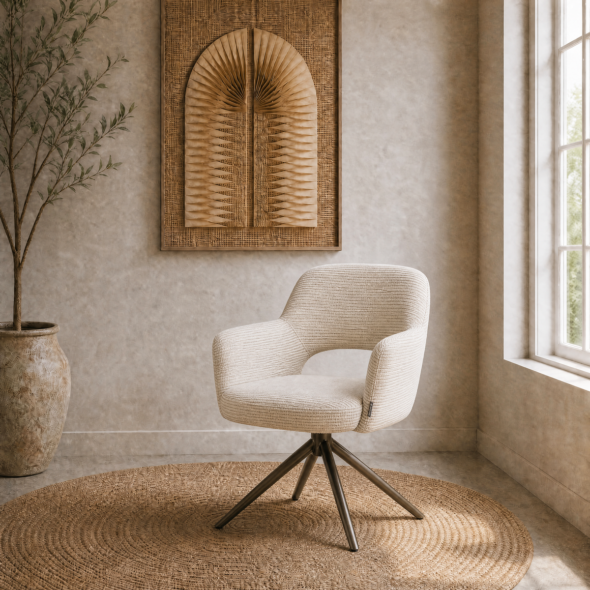 MUST Living Swivel Dining Chair DiCaprio Natural