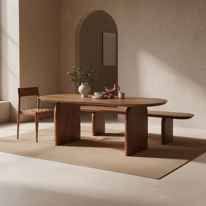 Dining Room Bench Bullnose Brown Mango Wood 240cm Raw Materials