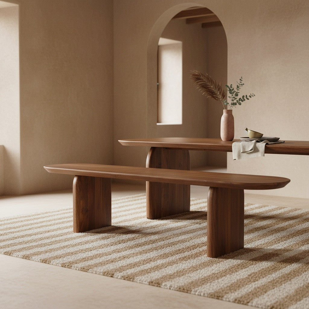 Dining Room Bench Bullnose Brown Mango Wood 240cm Raw Materials