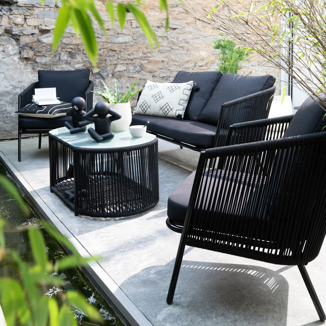 Luxury 4-piece Lounge Set Black Eli J-Line