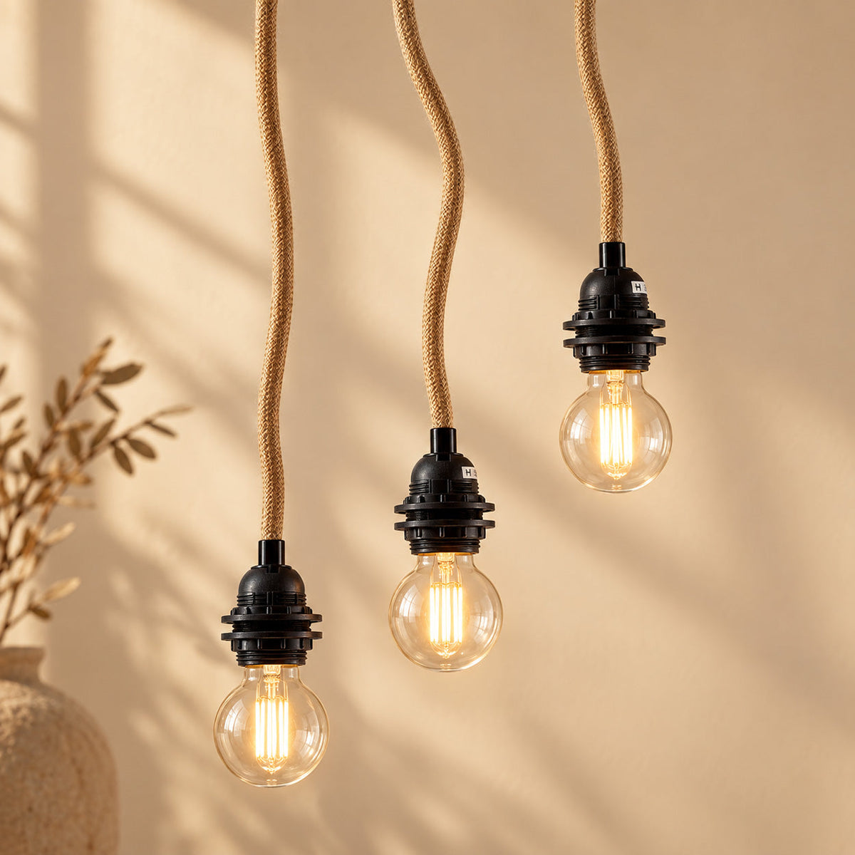 Ceiling light with 3 fittings Natural Black Bazar Bizar
