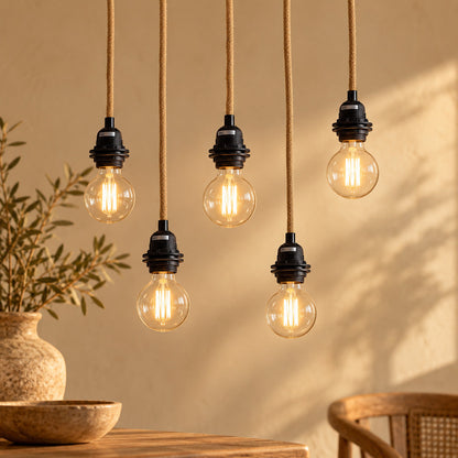 Ceiling light with 5 fittings Natural Black Bazar Bizar