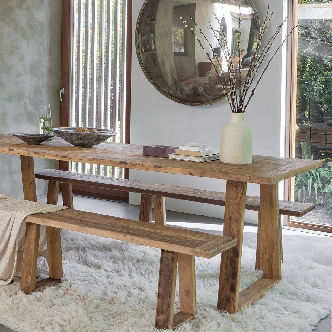 Teak Dining Bench Farmwood 180cm Raw Materials