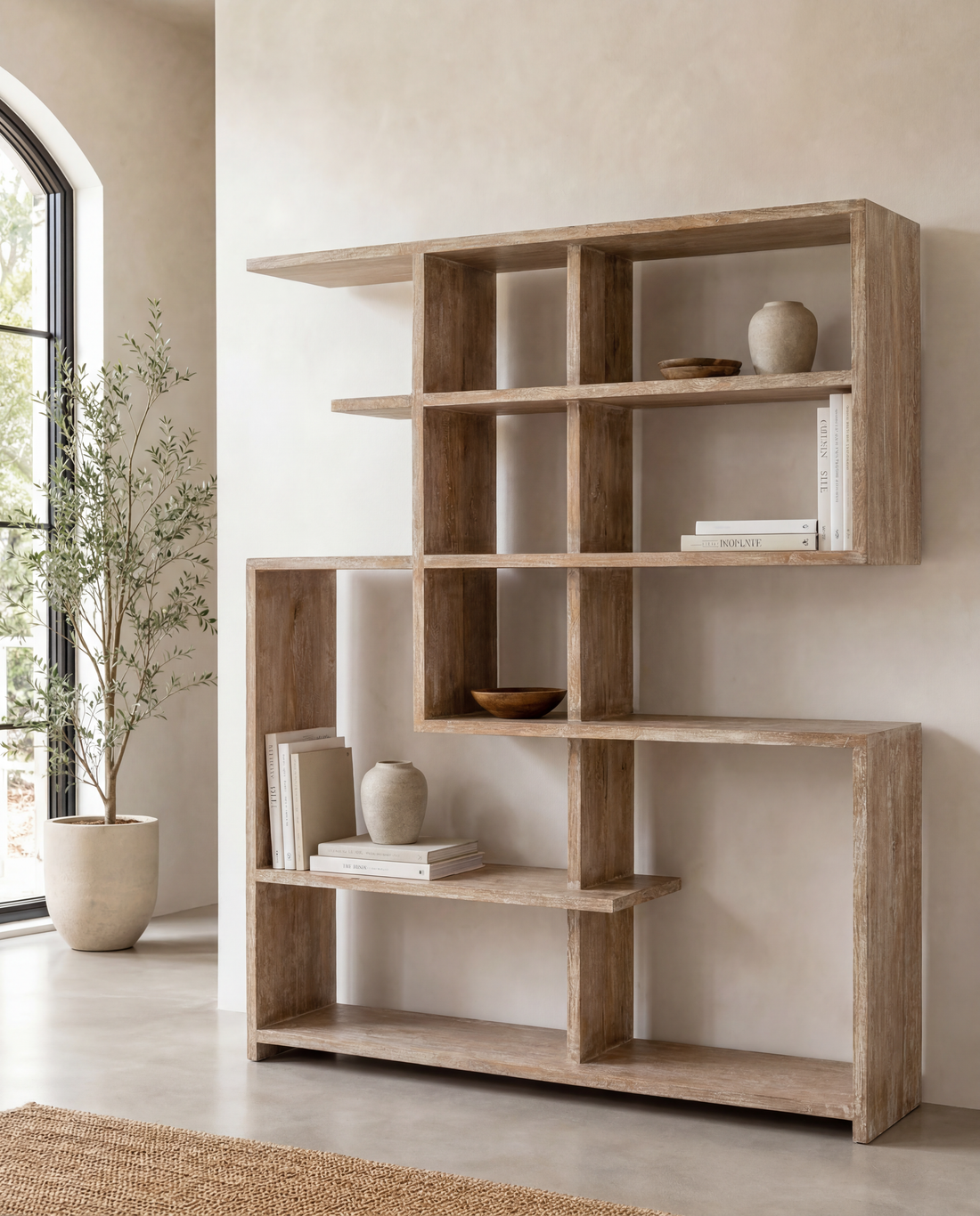 Mango Wood Bookcase Off-White J-Line