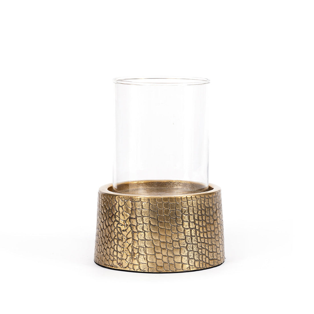 The Croco Candle Holder with Glass - Brass - Messing L Bazar Bizar