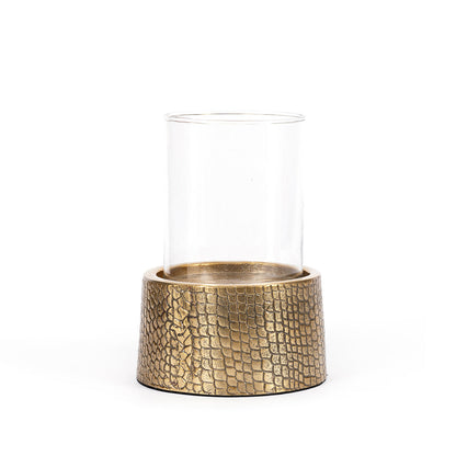 The Croco Candle Holder with Glass - Brass - Messing L Bazar Bizar