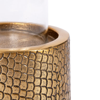 The Croco Candle Holder with Glass - Brass - Messing L Bazar Bizar