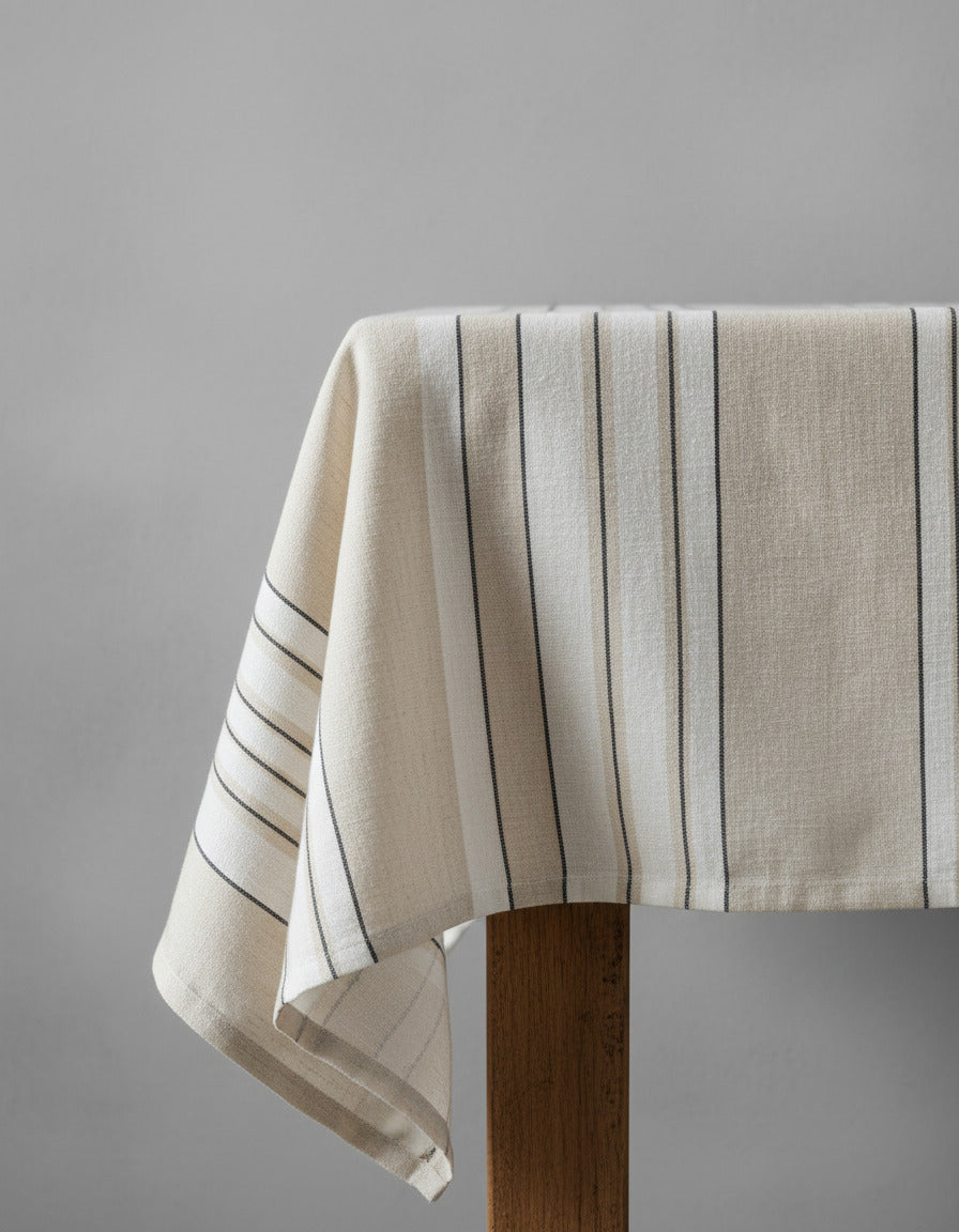 The Provence Tablecloth - Natural Black and White - 150x250