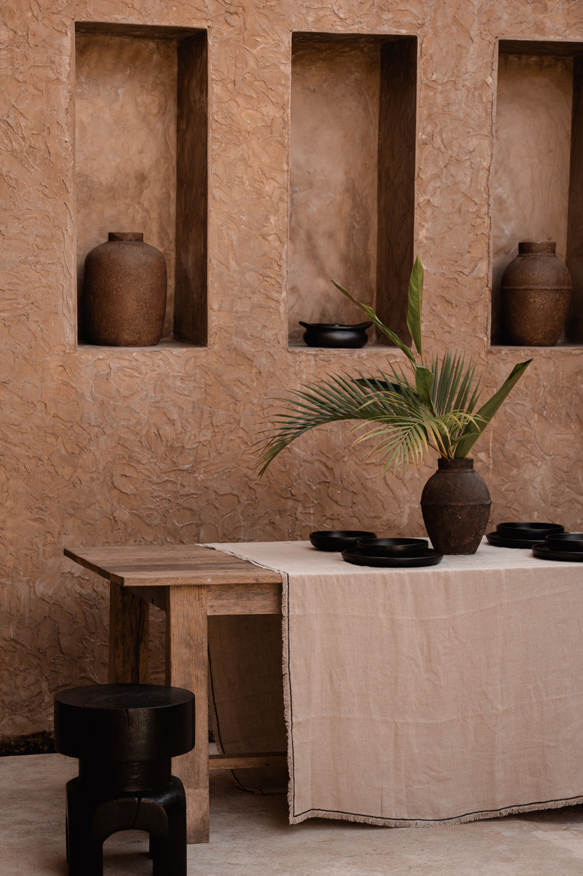 The Tuscany Tablecloth Natural Black 150x300 Bazar Bizar