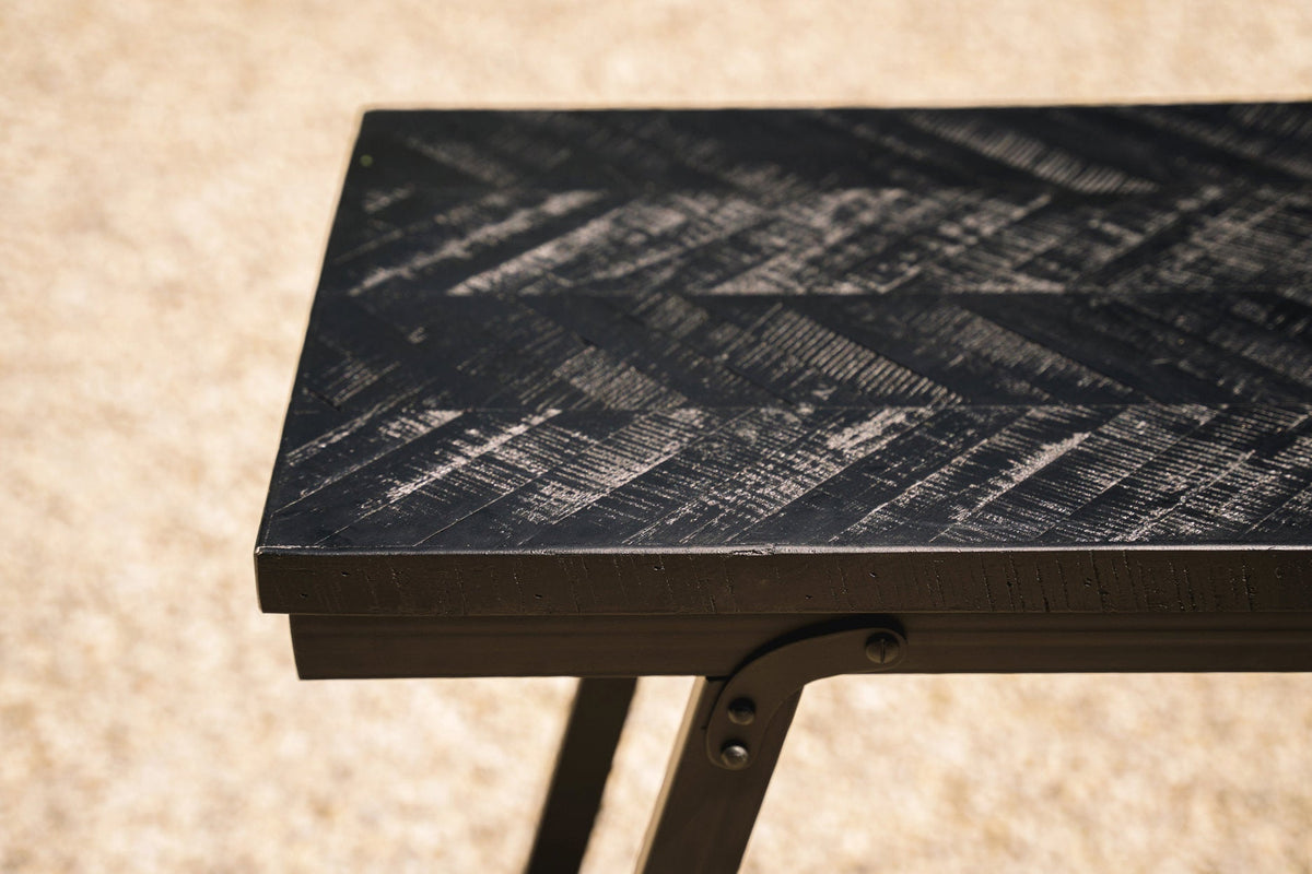 The Herringbone High Table - Black - 140