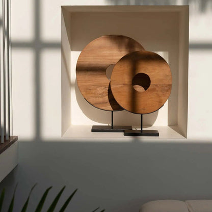 The Teak Disc on Stand Large Bazar Bizar