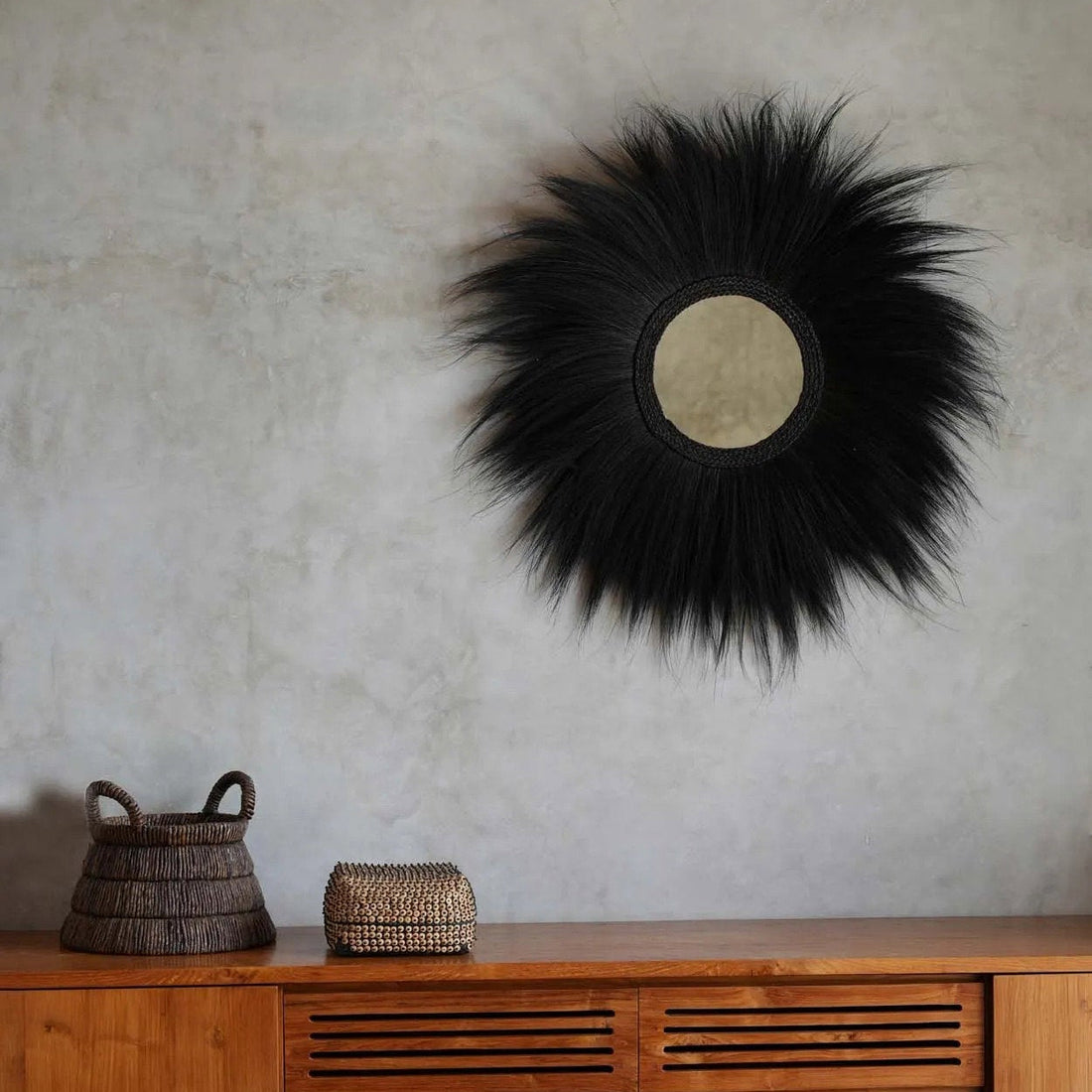 The Simba Mirror - Black - L 100x100cm