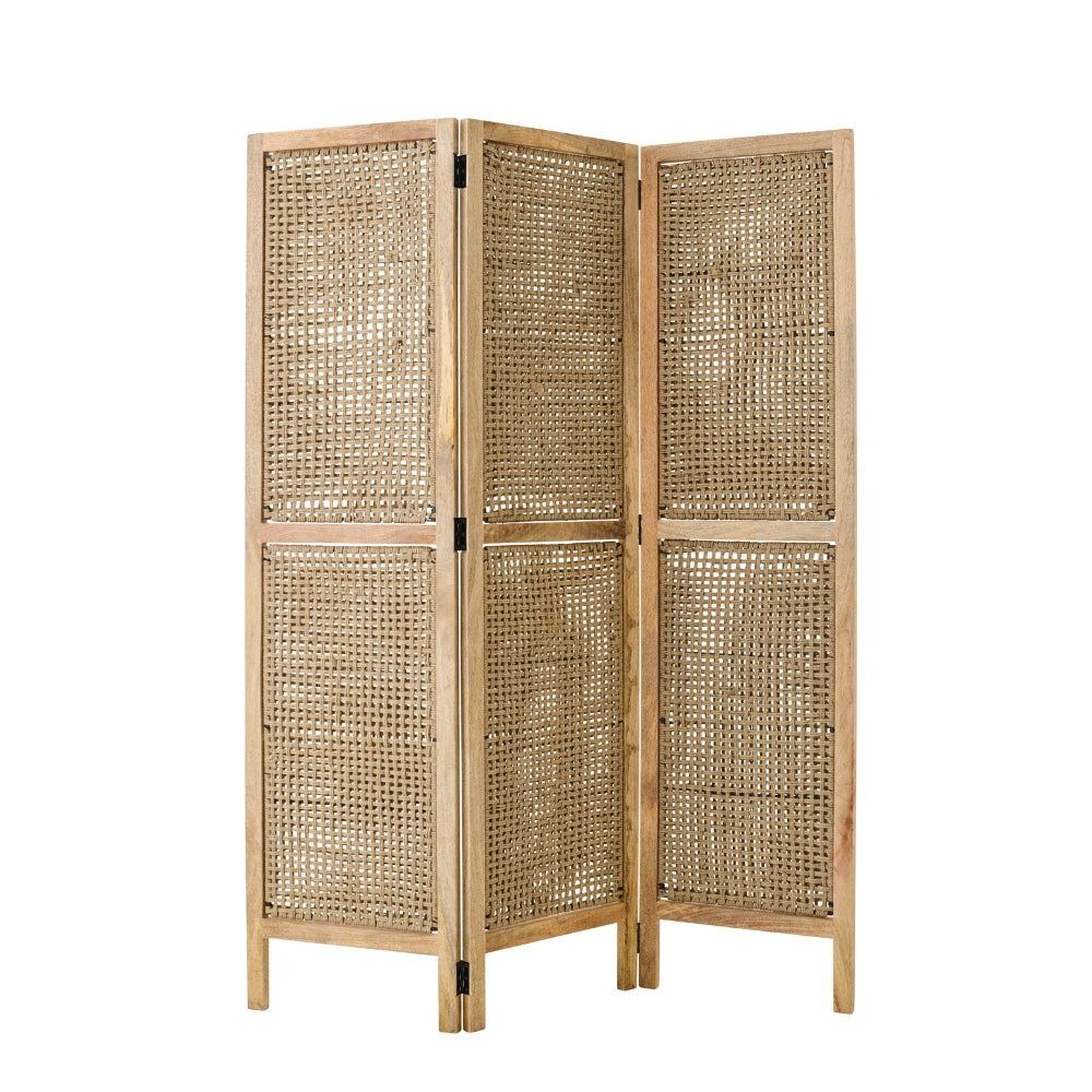 Room Divider With Rattan Panels Natural Mango Wood J-Line