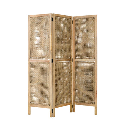 Room Divider With Rattan Panels Natural Mango Wood J-Line