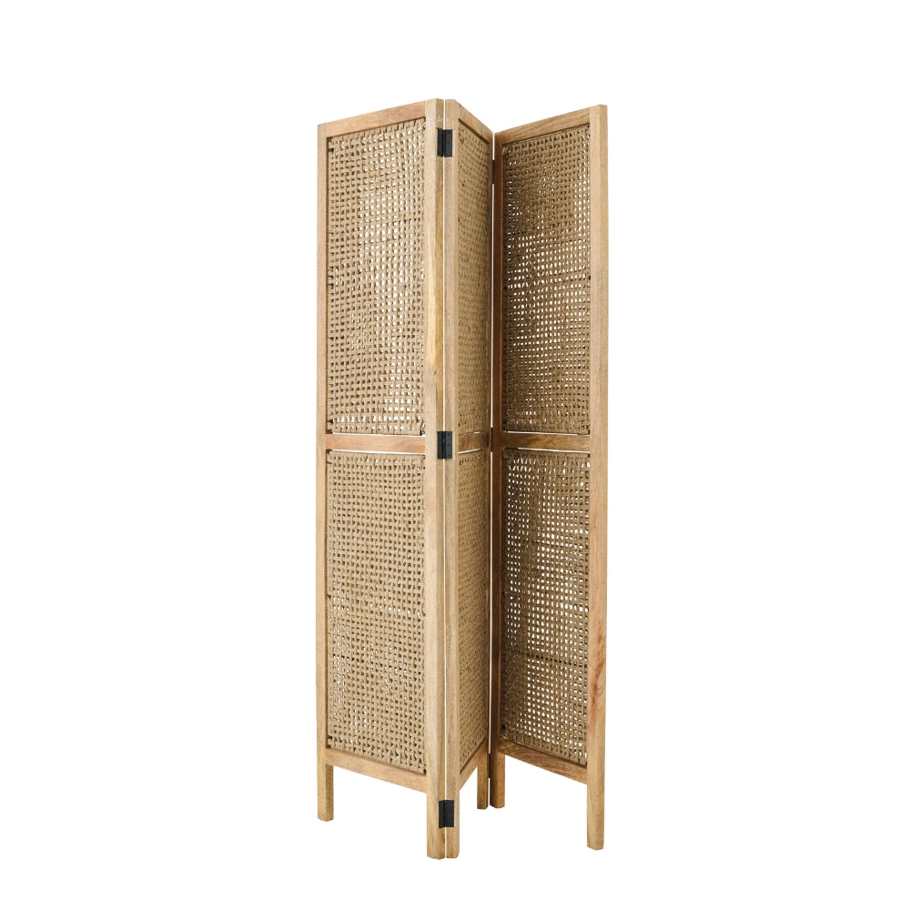 Room Divider With Rattan Panels Natural Mango Wood J-Line