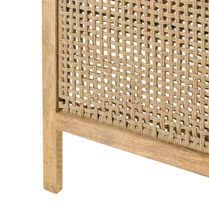 Room Divider With Rattan Panels Natural Mango Wood J-Line