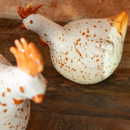 Ceramic Chicken White/Brown Large J-Line
