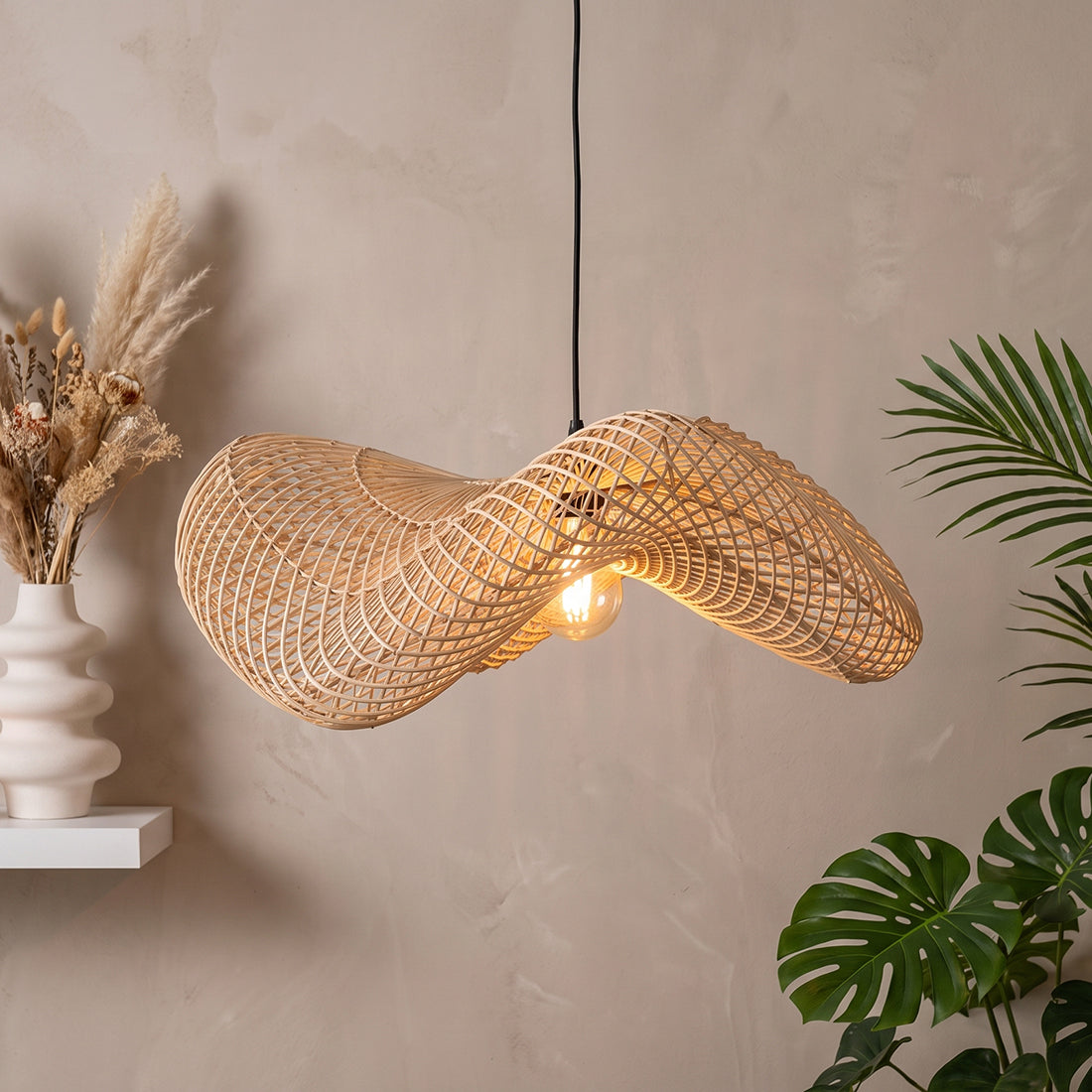 Wave Natural Large Raw Materials Pendant Light