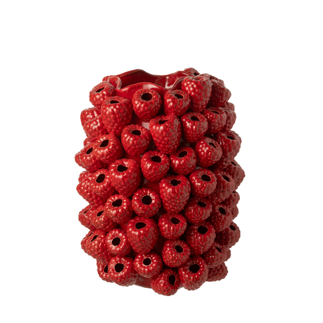 Berry Relief Ceramic Vase Christmas Red J-Line