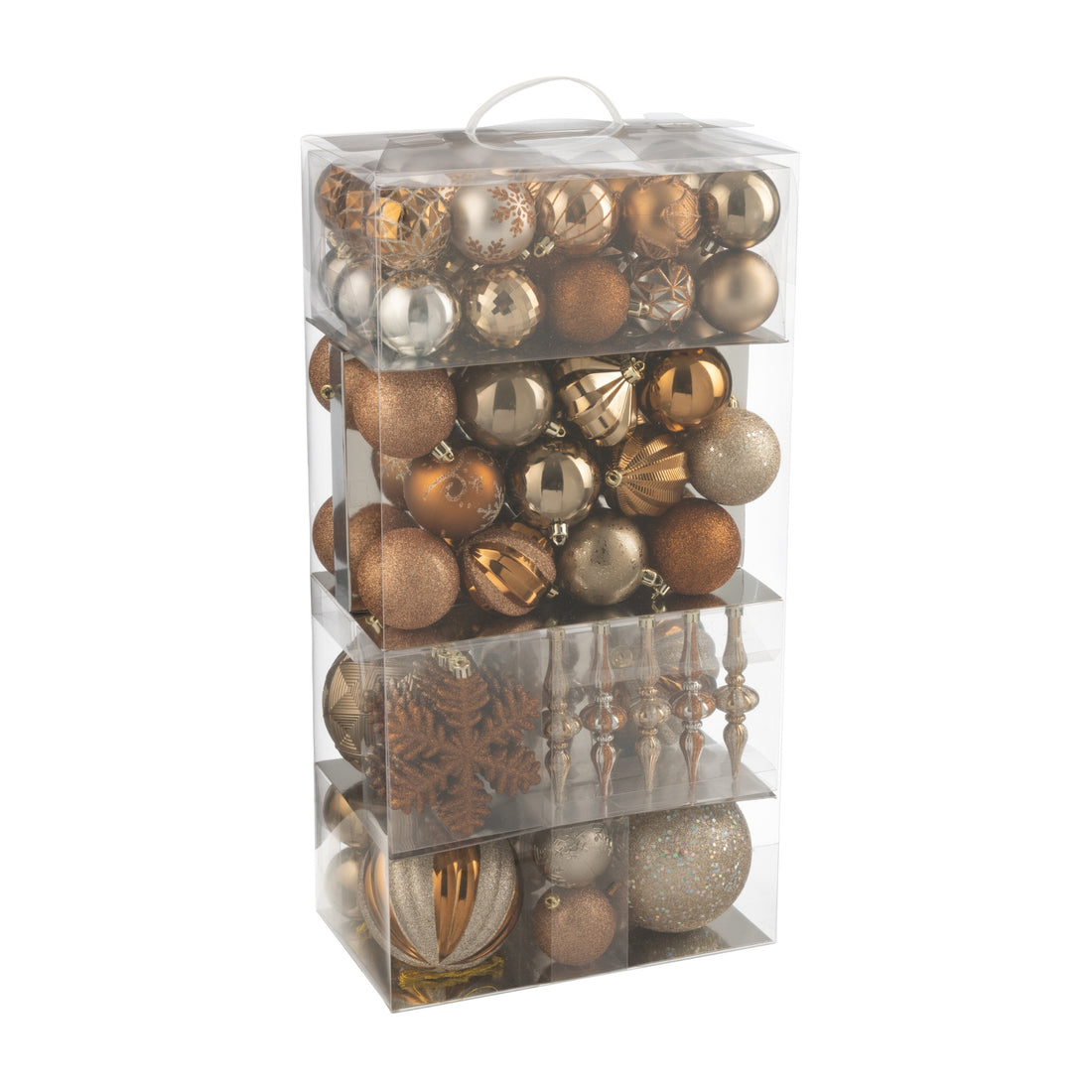 Box Of 80 Brown Plastic Christmas Baubles J-Line