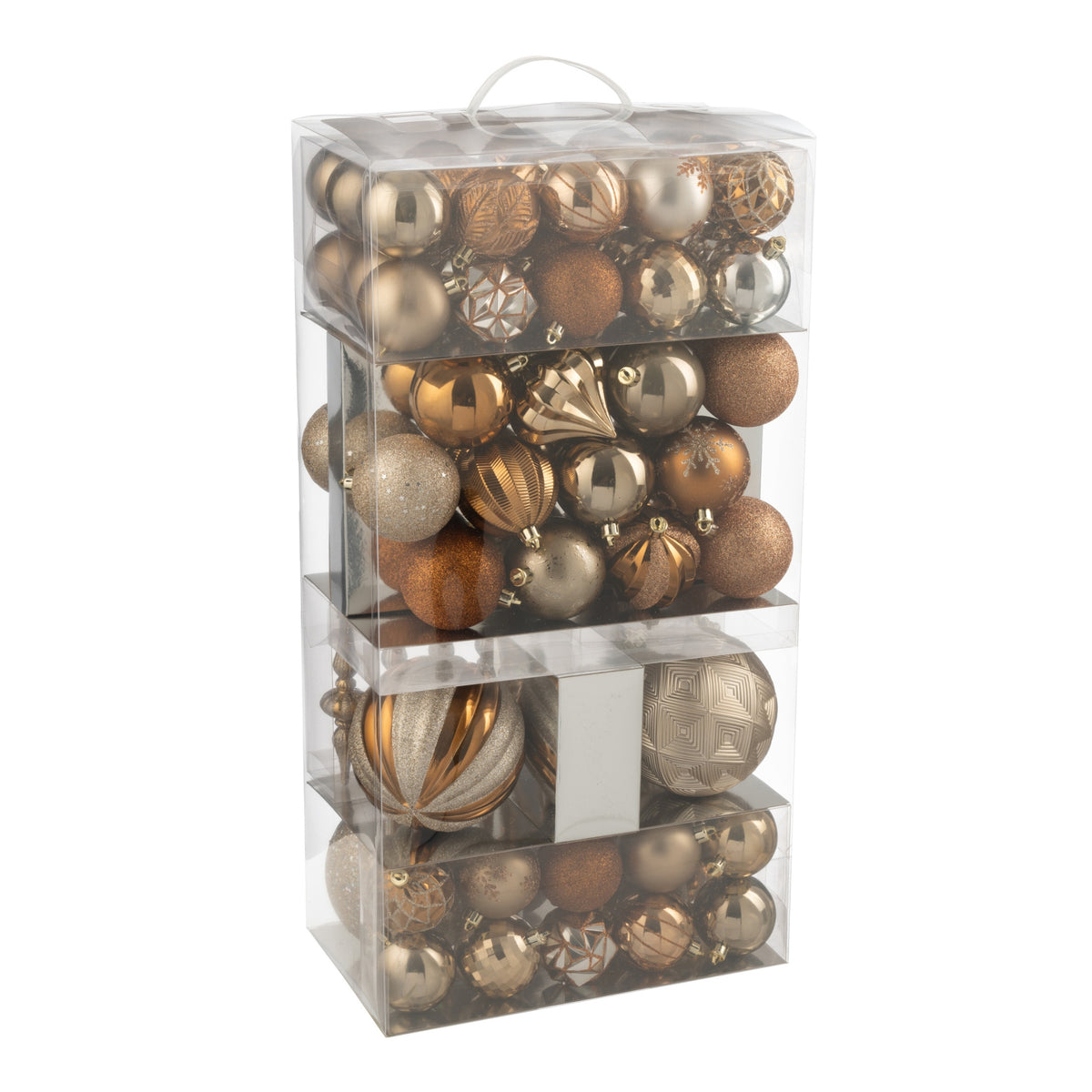 Box Of 80 Brown Plastic Christmas Baubles J-Line