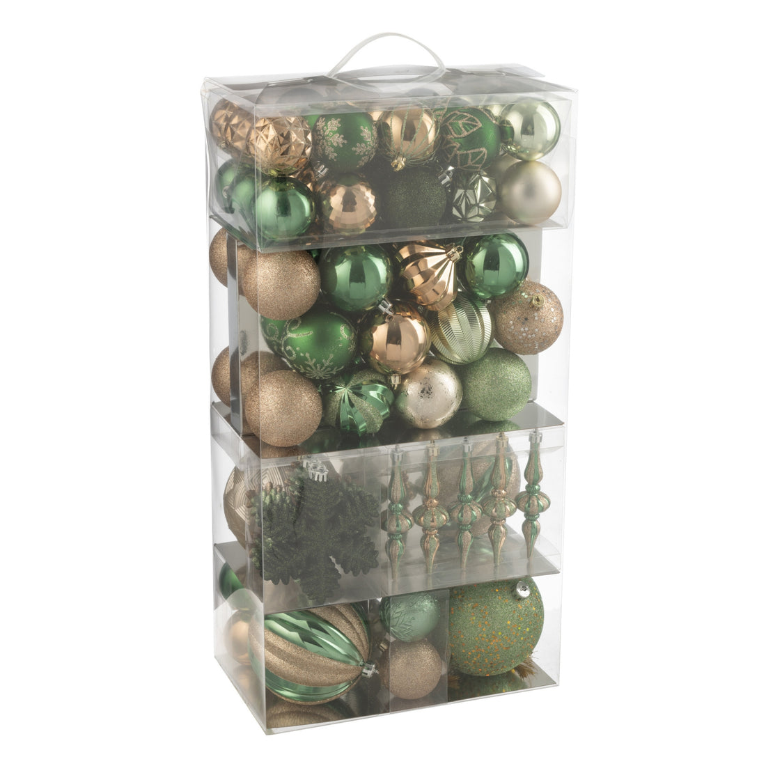 Box Of 80 Plastic Christmas Baubles Mint Green/Ecru J-Line