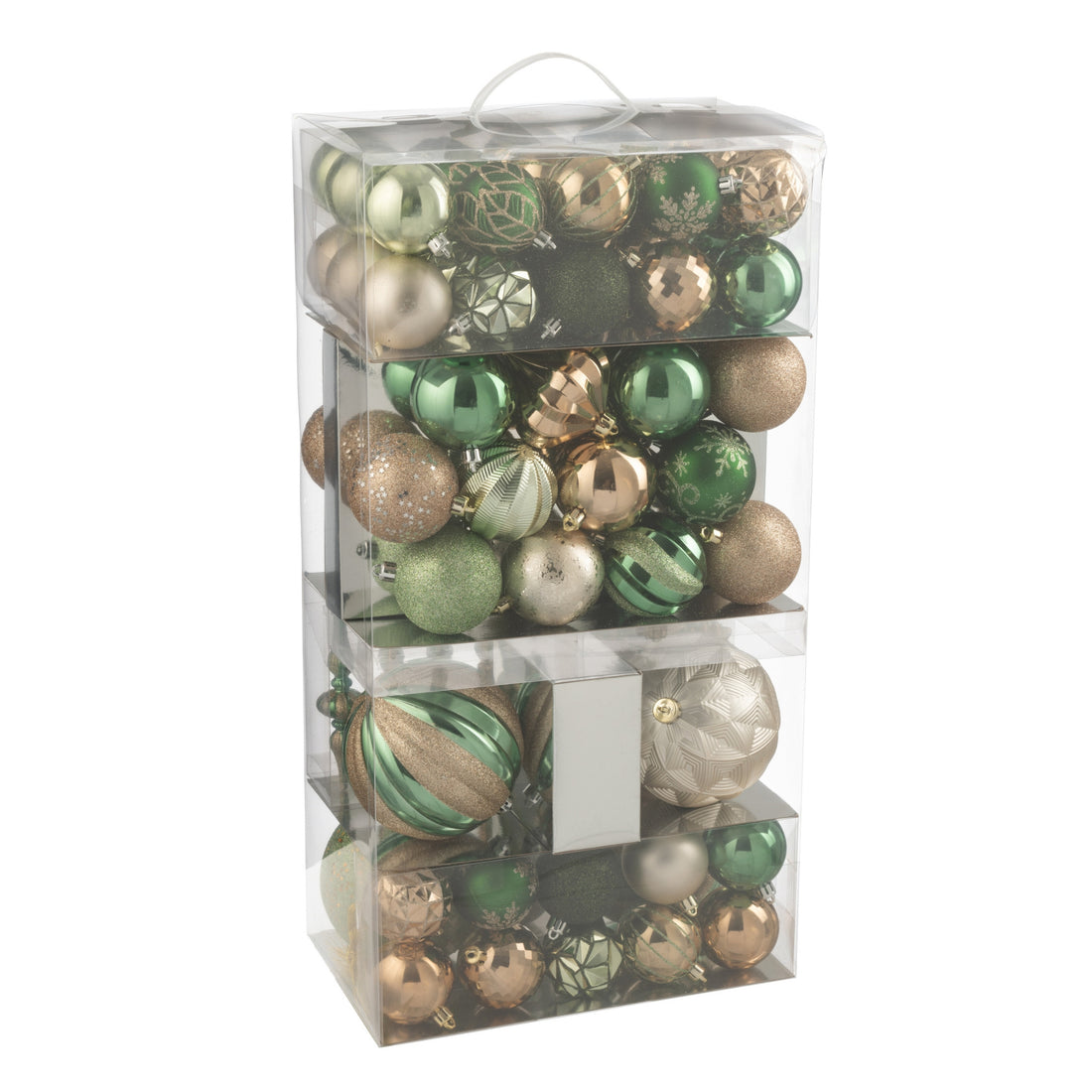 Box Of 80 Plastic Christmas Baubles Mint Green/Ecru J-Line