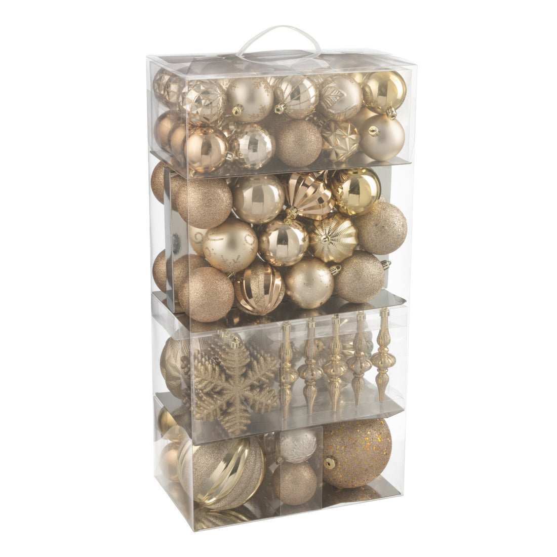 Box Of 80 Plastic Christmas Baubles Beige/Ecru J-Line