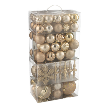 Box Of 80 Plastic Christmas Baubles Beige/Ecru J-Line