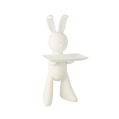 Decorative Rabbit Platter Polyresin White J-Line