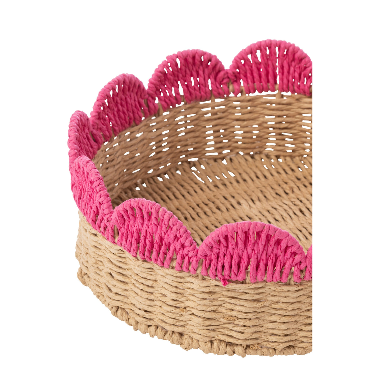 Set of 2 Decorative Trays Scalloped Edge Pink/Orange Paper J-Line