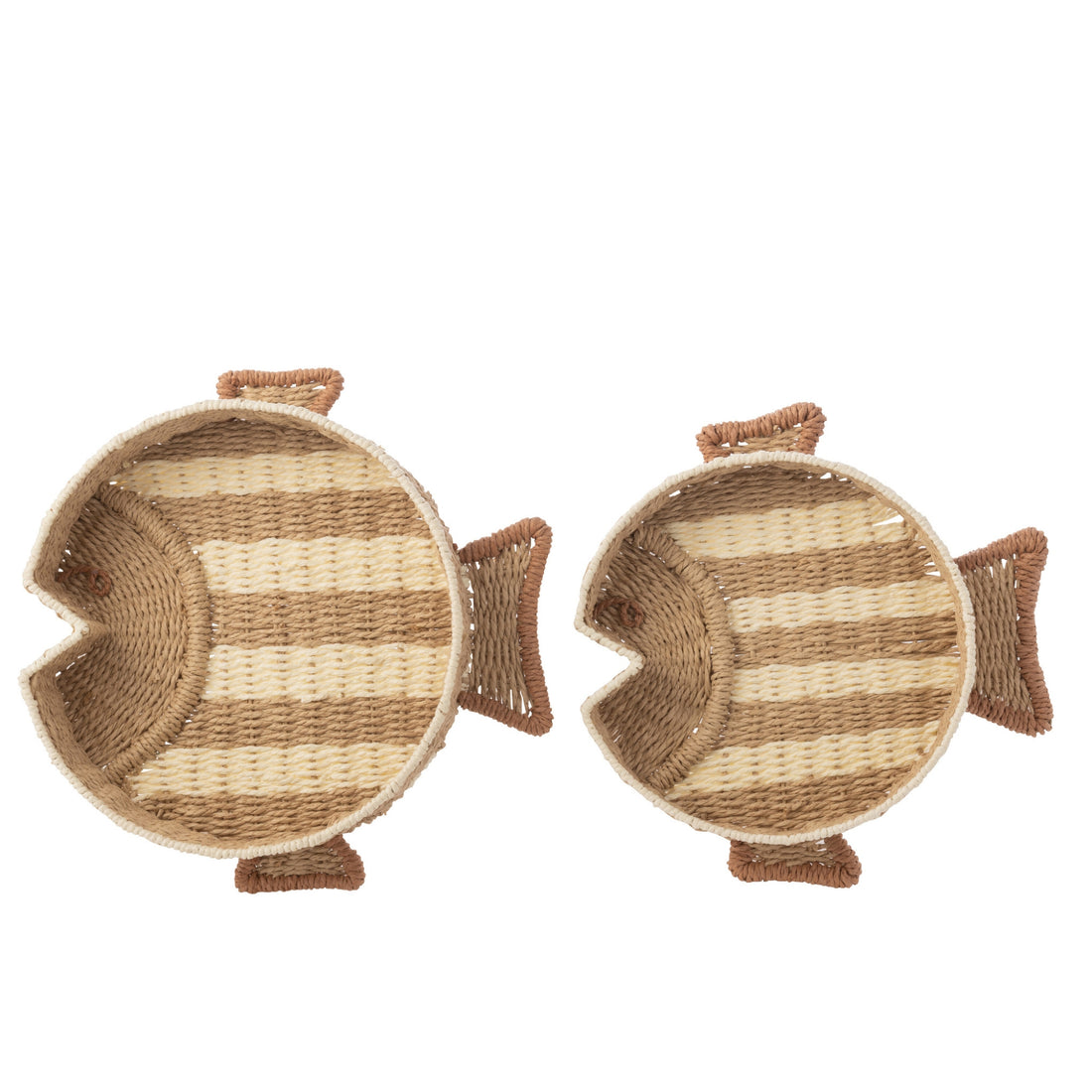 Set of 2 Decorative Fish-Patterned Paper Trays Natural/White J-Line