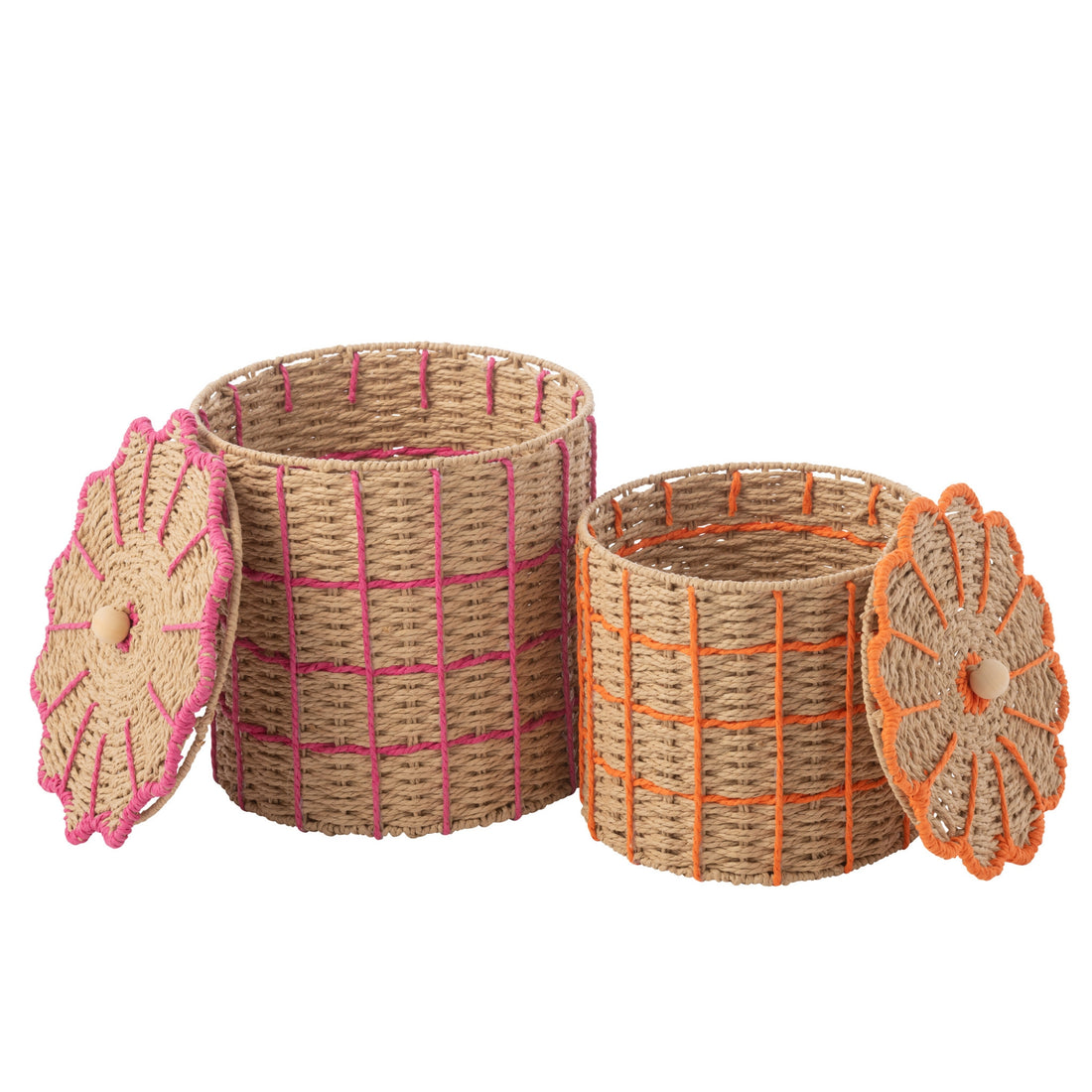 Set of 2 Pink/Orange J-Line Paper Baskets