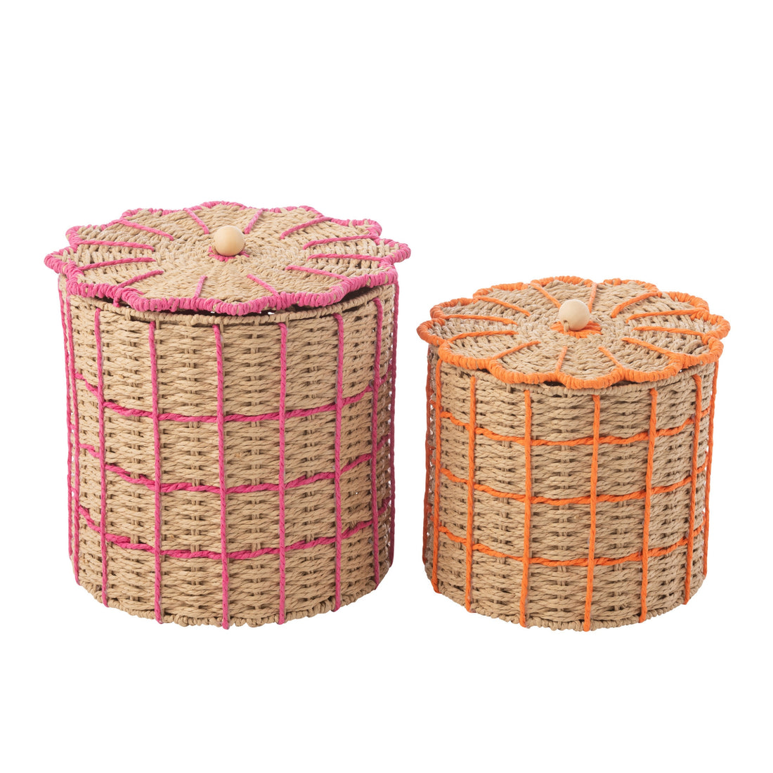 Set of 2 Pink/Orange J-Line Paper Baskets