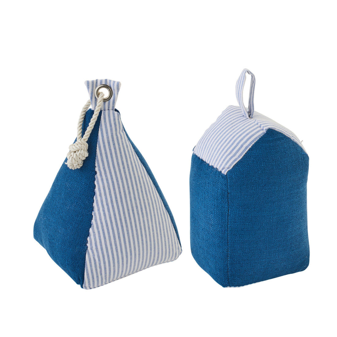 Beach House Door Stopper + Striped Anchor Polyester Dark Blue/White Set of 2 J-Line