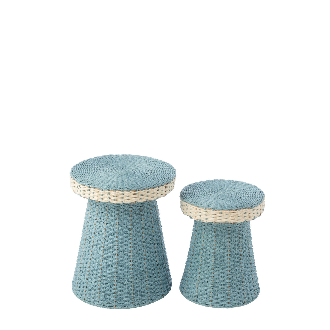 Set of 2 Paper Side Tables Light Blue/White J-Line