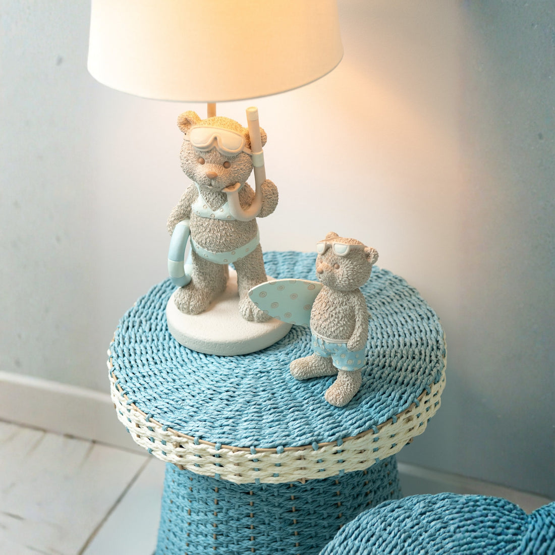 Set of 2 Paper Side Tables Light Blue/White J-Line