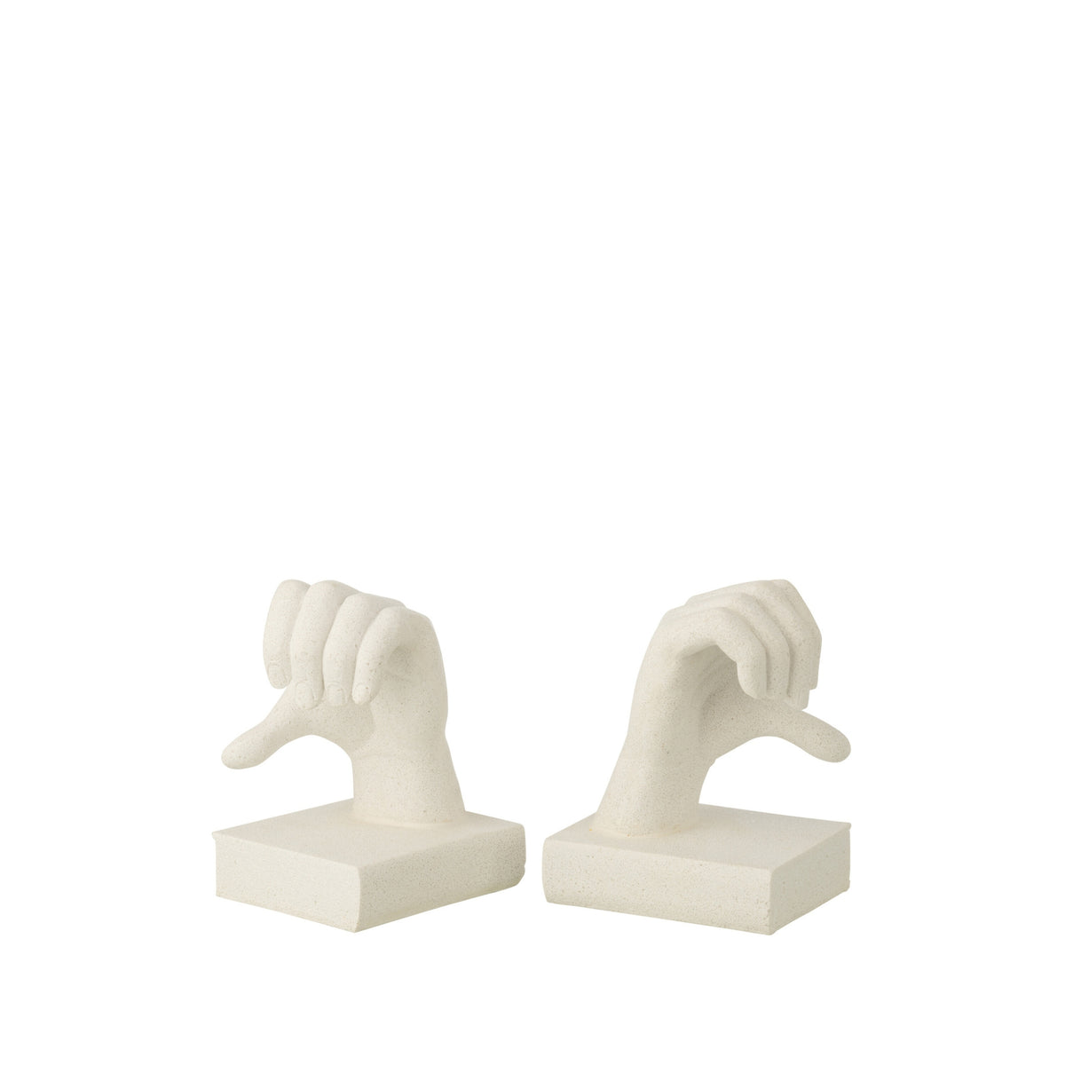 Set of 2 Bookends Hands Love Polyresin White J-Line