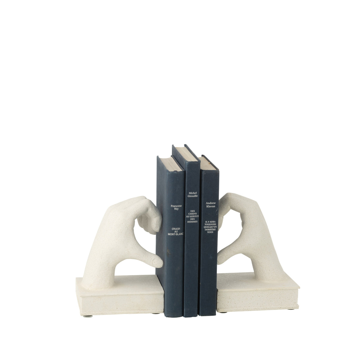 Set of 2 Bookends Hands Love Polyresin White J-Line