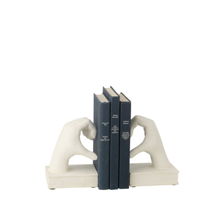 Set of 2 Bookends Hands Love Polyresin White J-Line