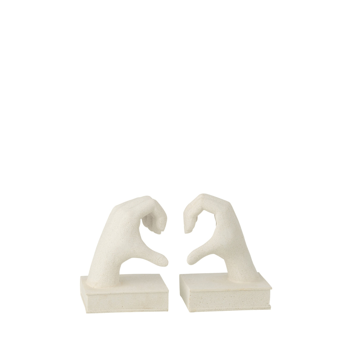 Set of 2 Bookends Hands Love Polyresin White J-Line