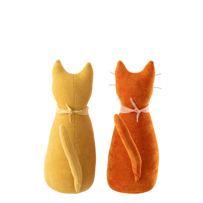 Door Stopper Cat + Scarf Polyester Warm Yellow/Dark Orange Assorted By J-Line