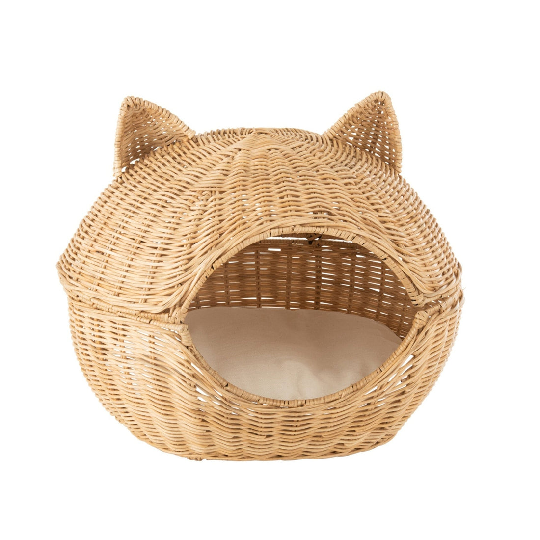 Cat Basket + Cushion Rattan Light Natural J-Line